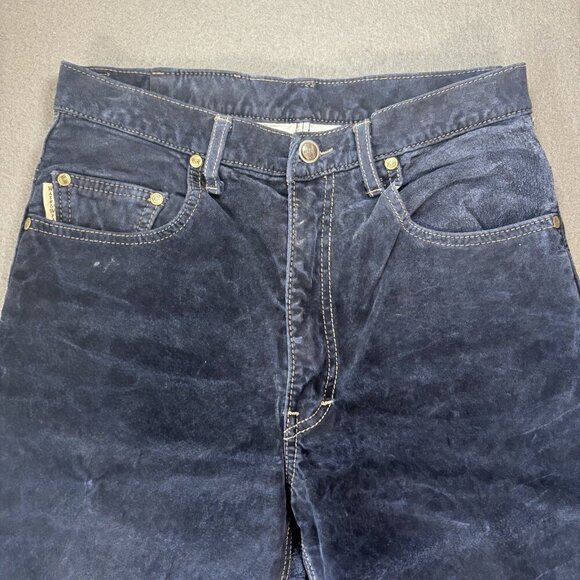 Vintage Wash & Wear W&W Dark Blue Suede Leather Pants Jeans Made Canada Mens 28 - Picture 2 of 16